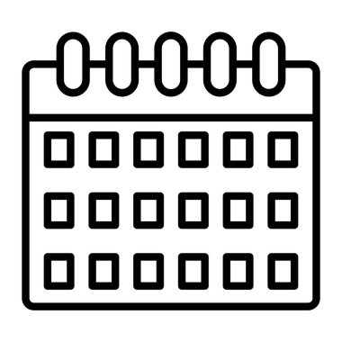 Takvim simgesi. Beyaz arka planda yalıtılmış web tasarımı için anahat takvim vektör simgesi