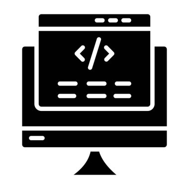 Web kodlama simgesi, basit vektör illüstrasyonu