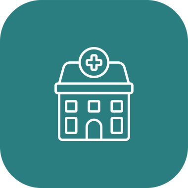 Hastane Binası Düz Vektör Simgesi Tasarımı