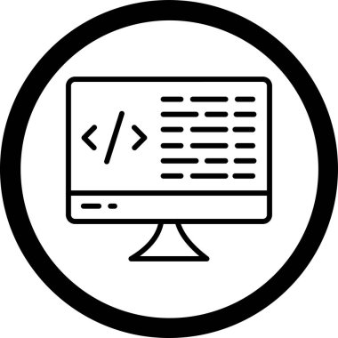 Kod kodlama simgesi. beyaz arkaplanda izole edilmiş web tasarımı için ana program kod vektör simgesi