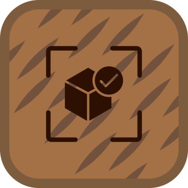 Kare biçiminde kahverengi küp simgesi, bir gölge, vektör illüstrasyonu