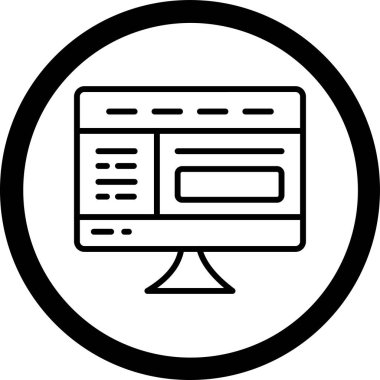 bilgisayar ekranı simgesi, vektör illüstrasyonu beyaz arkaplanda izole edildi