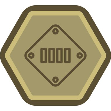 Askeri madalya vektör ikonu. biçim düz sembol, yuvarlak kahverengi renk, yuvarlak açılar, beyaz arkaplan