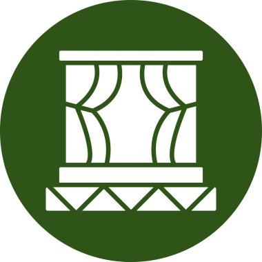 Çember arka planında çelenk olan tahta bir sütunun çizimi