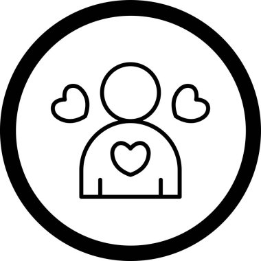 Bir kalp ikonu, aşk ve insanların vektör çizimi