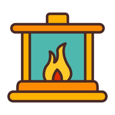 Şömine ikonu vektörünü ateşle. İnce çizgi işareti. izole edilmiş sınır sembolü çizimi