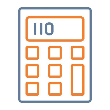 Hesap makinesi simgesi vektörü. İnce çizgi işareti beyaz illüstrasyonda izole edildi