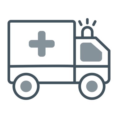 Ambulans arabası acil durum simgesi ana hat biçiminde