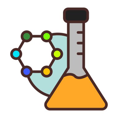 Kimya laboratuvarı matara ikonu vektör taslağı çizimi