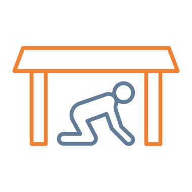 Ahşap masa vektörü simgesi olan adam.