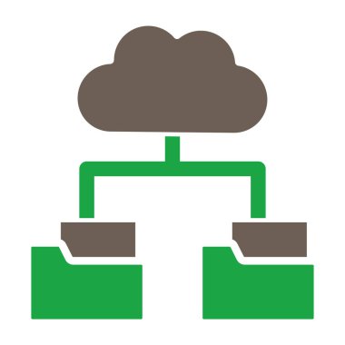 Bulut hesaplama simgesi. biçim iki renkli düz sembol, gri ve cyan renkler, yuvarlak açılar, beyaz arkaplan.