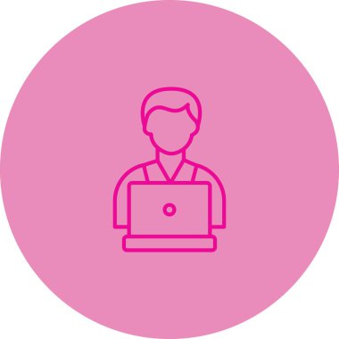 Bilgisayar simgesi olan adam. vektör illüstrasyonu