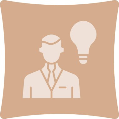 Ampul ikonu olan bir adam. vektör illüstrasyonu