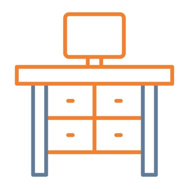 mobilya yassı simgesi, vektör illüstrasyonu