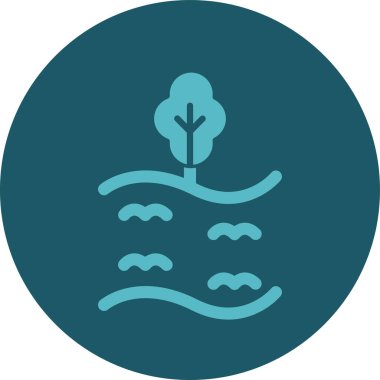 Bahçe çizgisi vektör simgesinde güzel ağaç