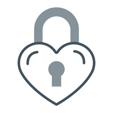 kalp kilidi simgesi, vektör çizimi