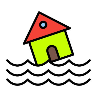 Plajı olan bir ev, vektör çizimi