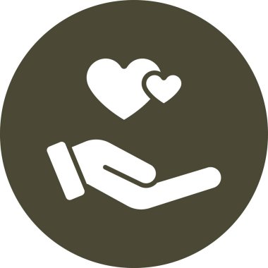 Kalp el ikonunda. Vektör biçimi yuvarlak açılı düz ikonik sembol, gri renk, beyaz arkaplan.