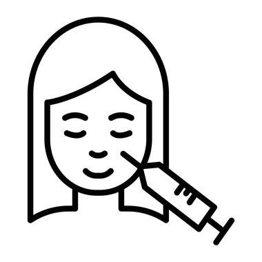 Stetoskop çizgisi ikonu olan kadın doktor, hasta bakımı konsepti beyaz arkaplan üzerinde hasta vektör işareti, mobil konsept için taslak biçim simgesi