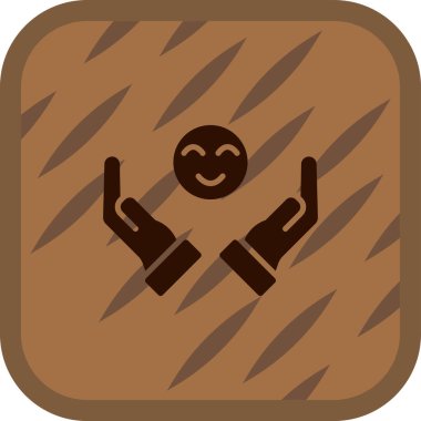 El hareketi ikonu. bu yuvarlak kare düğme beyaz arkaplanda turuncu ve gri renklerle çizilir.