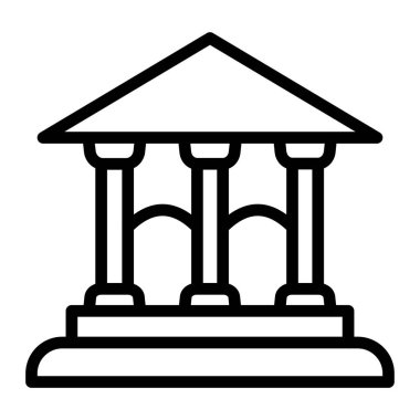 Banka binası ikonu. Web için banka oluşturma vektör simgelerinin özet çizimi