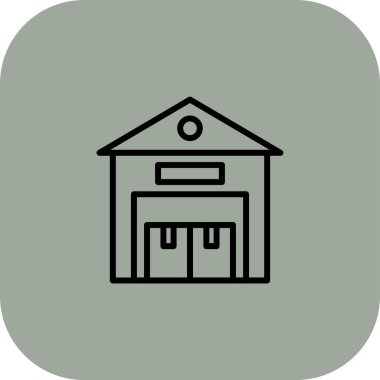 Depo binası simgesi, vektör illüstrasyonu