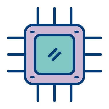 Cpu simge vektörü. İnce çizgi işareti. izole edilmiş sınır sembolü çizimi