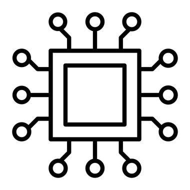 işlemci simgesi, satır vektör tasarımı