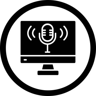 ses simgesi olan mikrofon, basit vektör illüstrasyonu