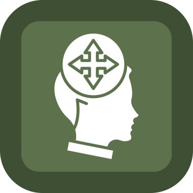 Baş düz kare vektör simgesindeki beyin