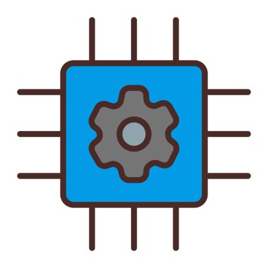 işlemci simge vektör çizim