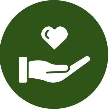 Kalp sevgisi vektör ikonu. biçim çift renkli düz sembol, eko bakım ve bakım renkleri, yuvarlak açılar, yeşil arkaplan