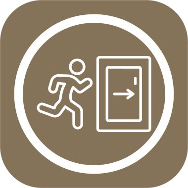 Gri arkaplanda izole edilmiş düz moda çıkış kapısı simgesi.