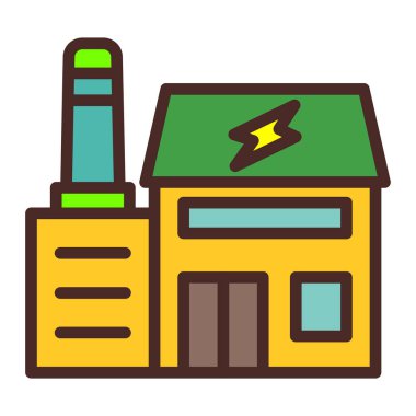 Enerji istasyonu simgesi. özet güç istasyonu vektör rengi düz izole