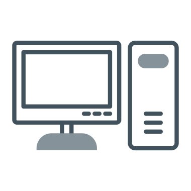 Web ve mobil uygulama tasarımınız, bilgisayar logosu konseptiniz için arkaplanda izole edilmiş bilgisayar simgesi vektörü