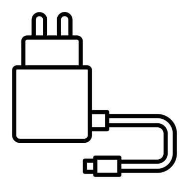 Kablo güç ikonu. Beyaz arkaplanda izole edilmiş web tasarımı için kablo vektör simgesi