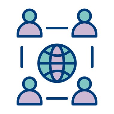 küresel iş simgesi. Web için küresel vektör simgelerinin özet çizimi