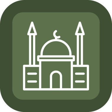 Cami vektör simgesi. Stil simgesi yuvarlak kare düğme, ağ ve yeşil renkler. beyaz arkaplan, gri arkaplan