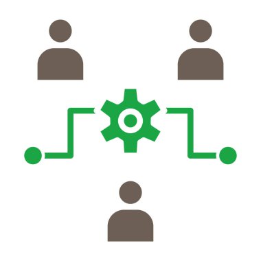 bağlantı diyagramı simgesi. Kabartma biçimi iki renkli düz sembol, yeşil ve gri renkler, yuvarlak açılar, beyaz arkaplan.