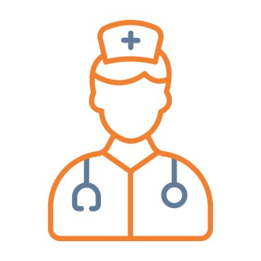 Tıbbi maske çizgisi biçim vektör illüstrasyon tasarımına sahip hemşire