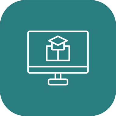 E - soyut arkaplanda öğrenme simgesi izole edildi