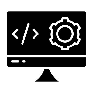 Web tasarımı simge vektörü. yazılım geliştirme işareti. izole edilmiş çizgi simgesi siyah illüstrasyon