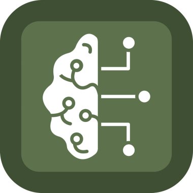 yapay zeka düz yuvarlanmış vektör simgesi