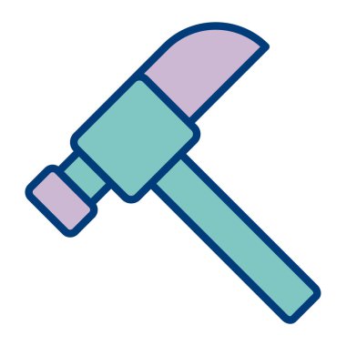 Çekiç Simgesi Vektörü. İnce çizgi işareti. İzole edilmiş kontür sembolü gösterimi