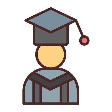 Öğrenci düz vektör simgesi