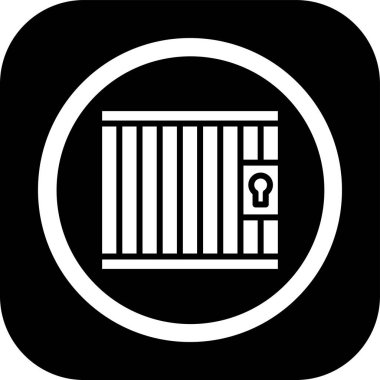 Siyah çemberdeki hapishane ikonu beyaz arka planda izole edilmiş. vektör illüstrasyonu