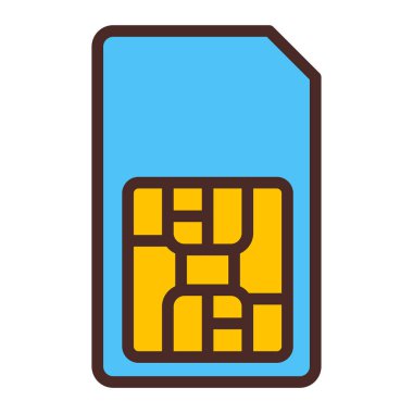 hareketli sim kart düz simgesi beyaz arkaplanda izole edildi, sim kart sembolü