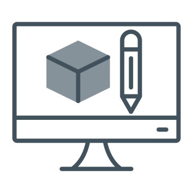 bir kutu simgesi, satır ve dolgu dizaynı olan dizüstü bilgisayar