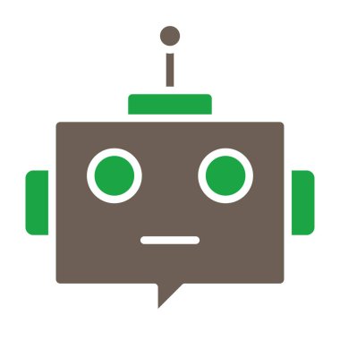 Beyaz arkaplanda izole edilmiş robot simgesi, vektör, illüstrasyon