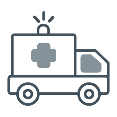 Beyaz arkaplanda ambülans simgesi çizimi